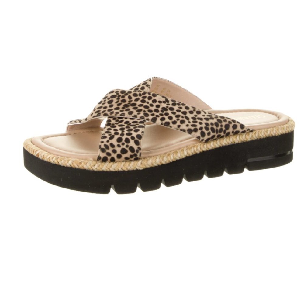 Stuart Weitzman Suede Animal Print Slides Size 8.5 - image 2